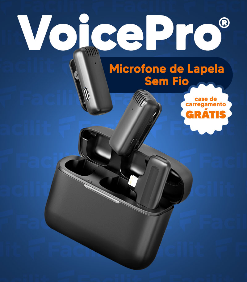 VoicePro - Microfone de lapela sem fio | Case carregadora GRÁTIS 🔥