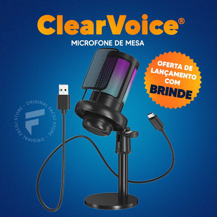 Clear Voice - Microfone de Mesa | LANÇAMENTO + BRINDE 🔥