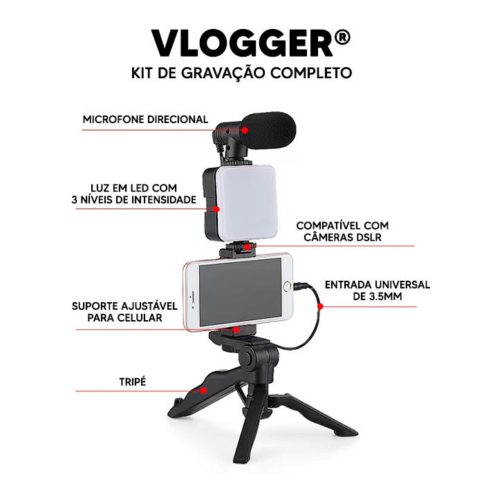 Vlogger® - Kit de gravação 4 EM 1 | Oferta Especial 30% OFF