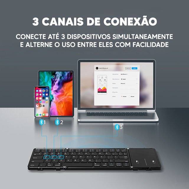 Type Flow - Teclado bluetooth dobrável + BRINDE EXCLUSIVO ⚡